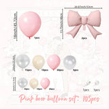 Qfdian  105Pcs Pink Bow-Themed Balloon Arch Set, 21inch Pink Bow Foil Balloons Paired with Pink Pearlescent White Latex Balloons, Ideal for Wedding, Birthday, Anniversary, Bridal Shower Party Decorations