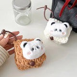 Qfdian Korea Lovely Plush Panda Knitted Headphone Cases For Galaxy Buds 2 Cover For Galaxy Buds Live Shockproof Fundas Protective Shell