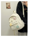 Qfdian Women Students Simple All Match Kawaii Backpack Sweet Cute Star Bone Schoolbags Casual Y2k Aesthetic Fashion Preppy Backpacks