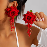Qfdian  Stylish and unique large flower vacation earrings