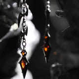 Qfdian  Fashionable new Gothic rhinestone inlaid pendant with long and short earrings, charming jewelry for rap rock parties, gifts