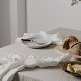 Qfdian 4Pcs White 45x45cm Ruffles Napkins for Birthday Wedding Party Baby Shower Tea Restaurant Christmas Table Placemats Dinning Decor