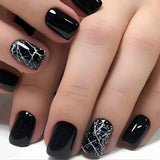 Qfdian 24Pcs Shiny Pearl Wearable False Nails Short Square Fake Nail Simple Summer Press on Nails Detachable Full Cover Nail Tips