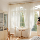 Qfdian  High-grade Embroidered Window Screen White Screen Curtains For Living Room French Window Balcony And Bay Window