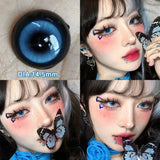 Qfdian  1 Pair Halloween Contact Lenses Beauty Eye Color Lenses Cosplay Pupils Myopia Lens with Prescription Natural Blue Lens