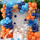 Qfdian  107pcs Orange and Blue Latex Balloon Set Suitable for Birthday Parties, Weddings, Valentine's Day Party Decoration