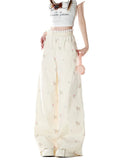 Qfdian  Summer New Solid Color Slim Women Pants Simple Basic Fashion Street Woman Pants Casual Loose Chic Lace Straight Leg Pants Female
