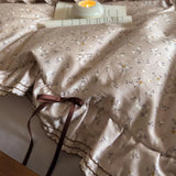 Qfdian 100% Cotton Pastoral Floral Print Ruffles Bow Princess Bedding Set Queen King Duvet Cover Set Bed Sheet/Fitted Sheet Pillowcases