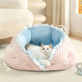 Qfdian  Cats Bed Cartoon Lace Pet Beds Pet Sleeping Nest for Small Dog Mat Bag Cats Bed Cat Supplies Kitten Goods Accessories