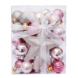 Qfdian  30pcs Christmas Balls Ornaments Set Christmas Tree Hanging Pendant Star Topper Xmas Bauble Ball Noel Navidad New Year Decoration