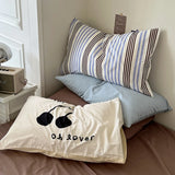 Qfdian  1pc Retro Korean Style Cotton Stripe Pillowcover Simple Envelop Sleeping Pillowcase Cushion Cover Home BedroomBedding Decor Gift