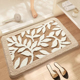 Qfdian  Water-absorbent Anti-slip Bath Mat Flocked Thickened Microfiber Bathroom Rug Carpet Bathroom Door Quick-drying Foot Mat