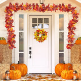 Qfdian  2/3pcs Artificial Maple Leaf Fall Garland Autumn Leaves Hanging Vines Thanksgiving Halloween Wedding Home Decorations 5.7Ft Each