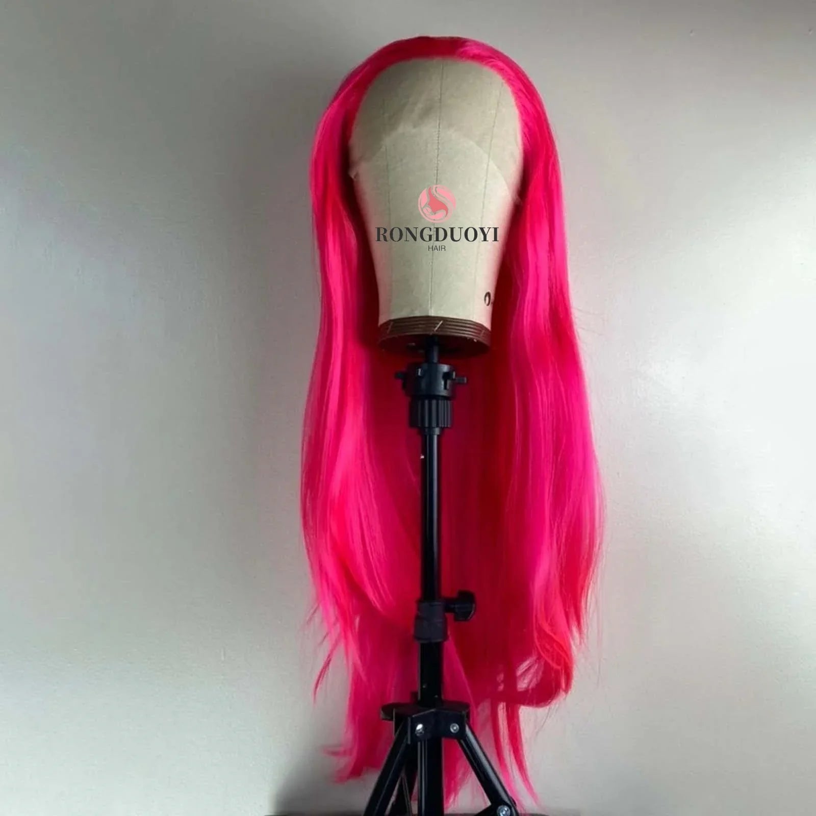 Qfdian 13X4 Hot Pink Wig Long Straight Synthetic Lace Front Wig Natural Rose Red Colored Hair Lace frontal Wigs for Women Party Cosplay