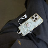 Qfdian  Cute niche blue bottom dolphin ring bracket is suitable for Apple 16promax mobile phone case iPhone15pro new model