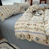 Qfdian  Duvet Cover Set  A-class Ultra Soft Jacquard Double-layer Yarn Washed Cotton Bedding Set  Floral Bed Sheet