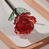 Qfdian  Glaze Rose Flower Eternal Flower Rose Desktop Glass Handicrafts Ornaments Simulation Glass Vase Flower Wedding Valentine's Gifts