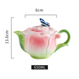 Qfdian Ceramic Rose Coffee Cup Saucer Exquisite Butterfly Kettle Afternoon Camellia Flower Teacup Flower Decoration Milk Coffee Cup New