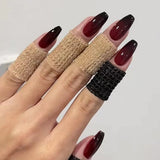 Qfdian  Y2K Star Press on Nails Gradient Black Fake Nails Medium Length Square False Nails Moon Designs for Women Girls Party Daily Use