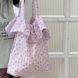 Qfdian  Fashion Casual Chic Flower Print Shoulder Bag Elegant Fairy Sweet Ruffled Women's Handbags Korean Y2k Aesthetic Crossbody Bags