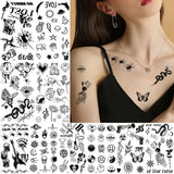 Qfdian  10pcs Waterproof Temporary Tattoo Sticker Dark Wolf Lion Tiger Eagle Snake Deer Skeleton Scorpion Body Art Arm Tattoo Women Men