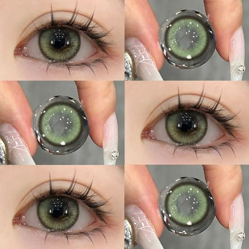 YIMEIXI 1 Pair Korean Colored Contact Lenses with Prescription Myopia Blue Green Eye Lenses High Quality Fashion Beauty Pupils