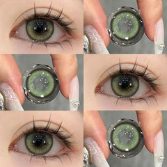 YIMEIXI 1 Pair Korean Colored Contact Lenses with Prescription Myopia Blue Green Eye Lenses High Quality Fashion Beauty Pupils