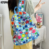 Qfdian High-capacity Ins Women Students Backpack Sweet Kawaii Casual All Match Schoolbags Harajuku Y2k Aesthetic Star Print Backpacks