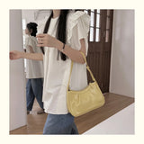 Qfdian Korean Chic Office Lady Shoulder Underarm Bag Elegant Pleated Casual Bags for Women Sweet Y2k Aesthetic Fashion Simple Handbags