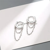 Silver Colour Double Layer Chain Tassel Hoop Earrings For Women INS Popular Cold Style Women Fashion Jewelry New