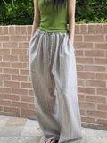 Qfdian  New Y2K High Street Fashion Drawstring Elastic Waist Loose Casual Pants Korean Simple Lazy Retro Women's Blue Striped Pants