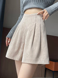 Qfdian  Fall Winter Chenille Shorts Women High Waist Wide Leg Loose Casual Irregular Shorts Female New Zipper Shorts Girly Fashion