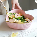 Qfdian Nordic Love Ceramic Bowl Fruit Salad Plate Breakfast Dessert Pasta Bowl Kitchen Utensils Cooking Bowls Table Utensils Home Decor