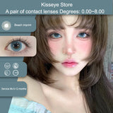 Qfdian 2Pcs Best Selling New Models Color Contact Lenses Myopia Degree -0.00 to -8.00 Soft Lens Fashionable and Beautiful Lenses