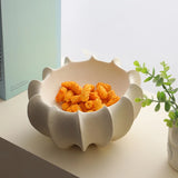 Qfdian  Ceramic Shell Fruit Bowl Textured snack bowl Afternoon tea serving Coffee table centerpiece bowl Decorative storage container
