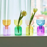 Qfdian  2pc Set Mini Vases Terrarium Hydroponic Plant Pot Glass Vase Wedding Flowers Candle Holders Decor Avocado Glass Growing Bud Vase