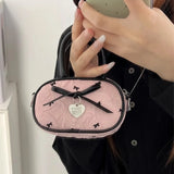 Qfdian Women Mini Cellphone Bags Fashion Sweet Fairy Bow Top-Handle Bag Y2k Aesthetic Ins Clutches Casual Elegant Purses and Handbags