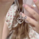 Qfdian  Kpop Vintage Goth Punk Heart Pendant Chain Pearl Metal Necklace For Women Collares Aesthetic Grunge EMO Jewelry Y2K Accessories