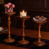 Qfdian  3Pcs Farmhouse Wood Candle Holders- Tall Rustic Pillar Candlestick Stands - Fits 4 inch & 3 inch Pillar Candles - Modern Farmhou
