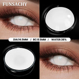 Qfdian  1 Pair Red Cosplay Witch Contact Lenses Halloween Black White Makeup Lens Crazy Party Role Playing Eye Contacts Lens