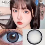 Qfdian Colored Contact Lenses for Eyes Natural Beauty Color Lens Eyes Lenses for Eyes Grey Blue Lenses with Diopter Yearly Cosmetics