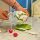 Qfdian High Appearance Bell Orchid Ceramic Mug, High-end Restaurant Coffee Mugs, Office Breakfast Milk Cups, Christmas Gift Tea Cup Set
