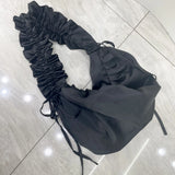 Streetwear Solid Ins Casual Women's Handbags Y2k Aesthetic All Match Pleated Shoulder Bags Korean Fairy Chic Simple Underarm Bag