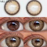 Qfdian Colored Contact Lenses Myopia Lenses with Diopters Cosmetic Contact Lens Black Grey Yearly Eye Beautiful Pupil Makeup 2pcs/Pair