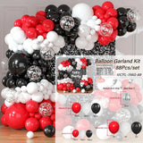 Qfdian  88pcs Red Black White Balloons Arch kit,for Student School Birthday Party Wedding Anniversary Graduation Christmas Decoration