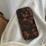 Qfdian Brown Amber Retro Leopard Print Tpu Gloss Phone Case For iPhone 17 16 15 14 13 12 11 Pro Max 14/15 Plus 17 Air Soft Back Cover