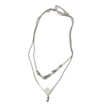 Qfdian  Double Layer Pendant Necklace Irregular Geometric Water Drop Silver Tone Alloy Minimalist Versatile Choker Jewelry Women