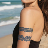 Qfdian 8 Sheets Semi-permanent tattoo, Lace temporary tattoo,Mandala arm fake tattoo， waterproof tattoo - lasting 1-2 weeks