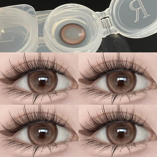 YIMEIXI Brown Color Contact Lenses for Eyes 2pcs Beauty Makeup for Eyes Natural Contact Lenses with Degree Myopia