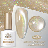 Qfdian 10ml Rainbow Purple Water Light Cat Magnetic Gel Nail Polish Shining Super Sliver-light Holographics Soak Off UV Gel
